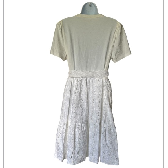 NWT Kate Spade White Mixed Media Cotton Knit Dress Eyelet  $248.  Size XL - Picture 4 of 10